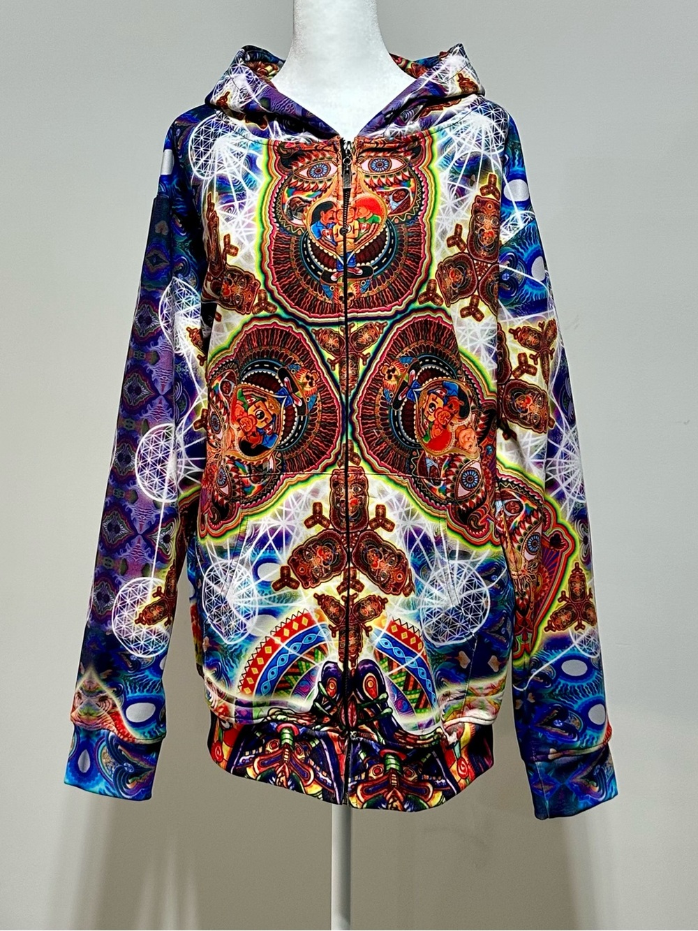 The Headspace Psychedelic Full Zip Hoodie Trippy Festival Rave Graphic M